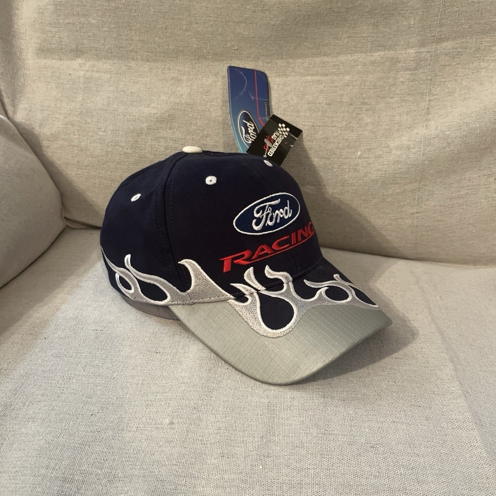 Vintage Ford Racing NASCAR Adjustable Checkered Flag Sports Hat